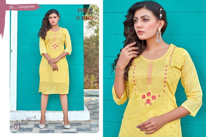 Smylee Sunrise fancy Regular Wear Rayon Heavy Designer Kurti Collection